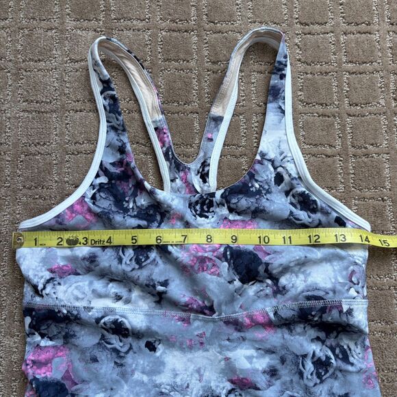 Lululemon Athletica Floral Roses Racerback Tank Top Women's Medium Gray Run Yoga - Picture 6 of 8